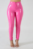 High Waist Leather Leggings with Zipper