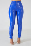 High Waist Leather Leggings with Zipper