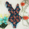 Sexy Ruffle Print Floral One Piece Swimsuit