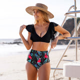 Floral Ruffled Hem Bikini Set