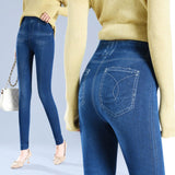 Plus Size Fashion Faux Denim Jeans Leggings