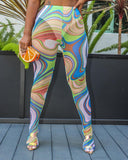 Tie Dye Print High Waist Super Elastic Leggings