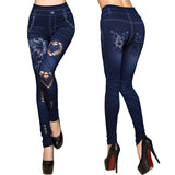 Plus Size Fashion Faux Denim Jeans Leggings