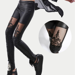 Lacey Faux Leather Leggings