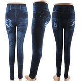 Plus Size Fashion Faux Denim Jeans Leggings