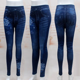 Plus Size Fashion Faux Denim Jeans Leggings