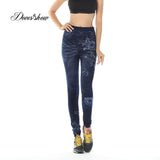 Plus Size Fashion Faux Denim Jeans Leggings